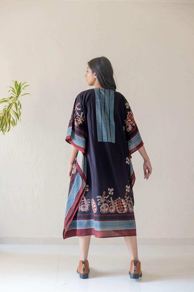 Freesize Kaftan Dress - Black Stripe Yoke