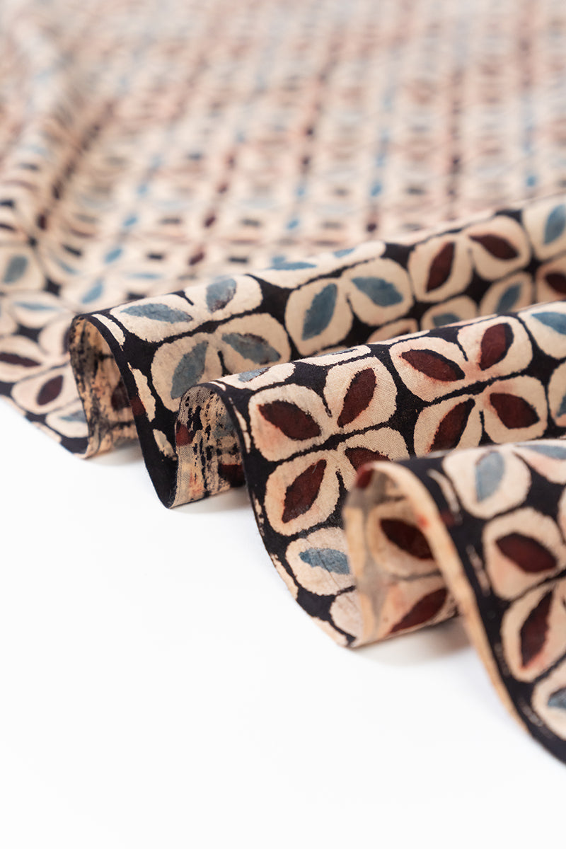 Cotton Fabric - Laya Black & Maroon