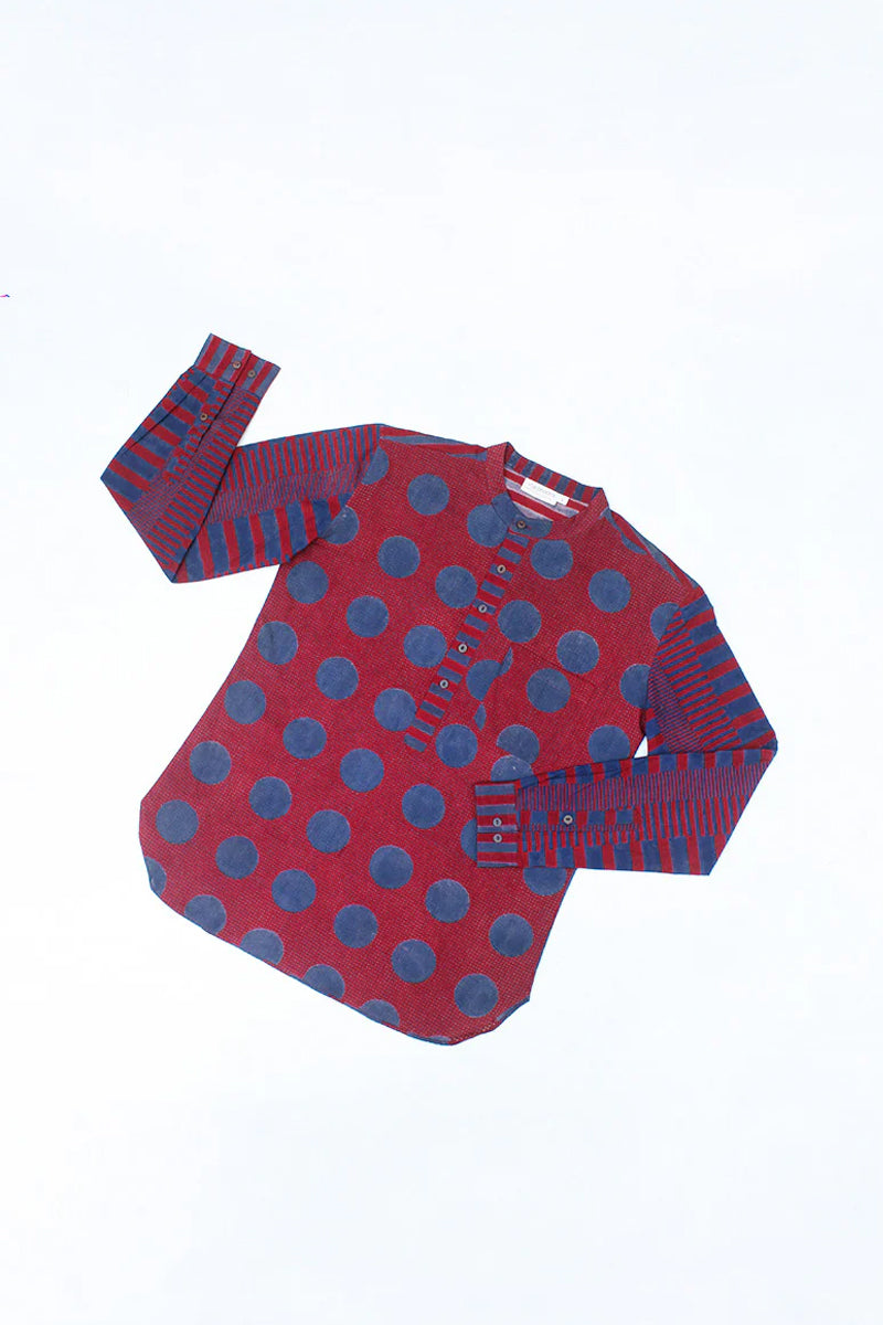 Unisex Cotton Shirt - Red Polka