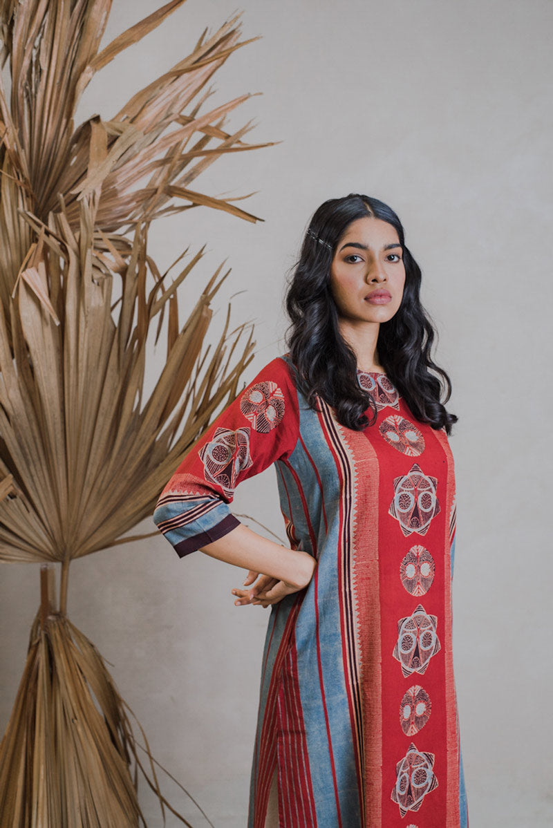 Co-ord Set of Kurta-Culotte-Dupatta - Sura 05