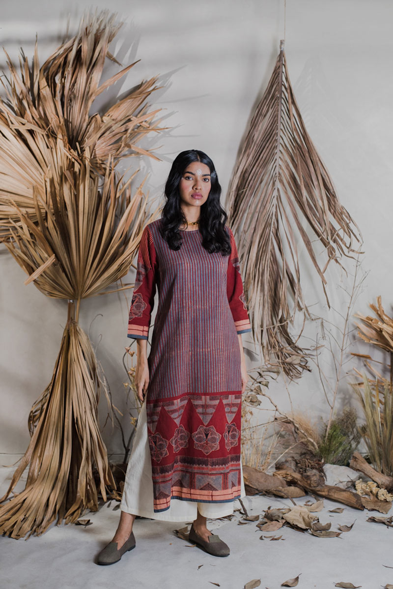 Co-ord Set of 3 - Kurta, Culotte & Dupatta - Sura 02