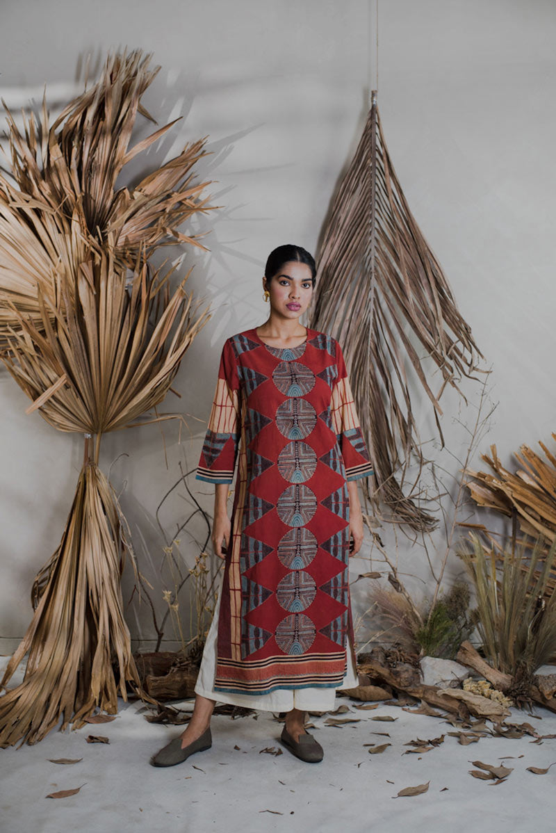 Co-ord Set of Kurta-Culotte-Dupatta - Sura 08