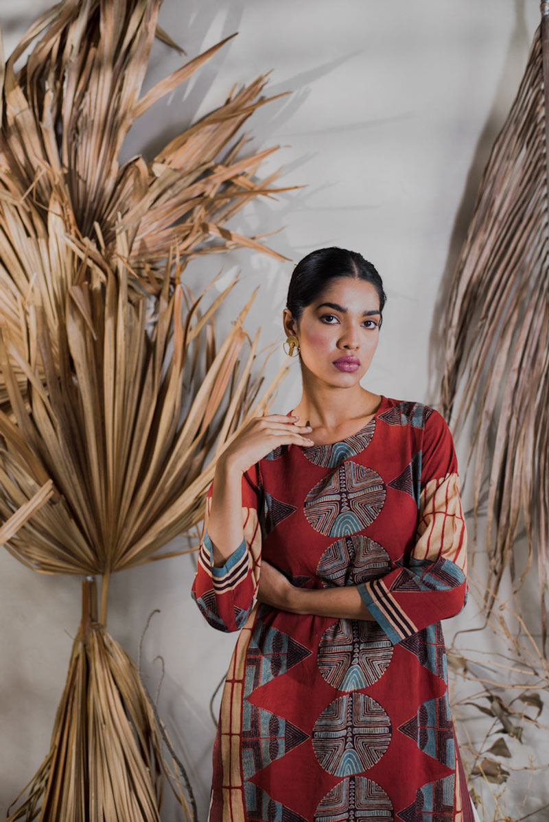 Co-ord Set of Kurta-Culotte-Dupatta - Sura 08