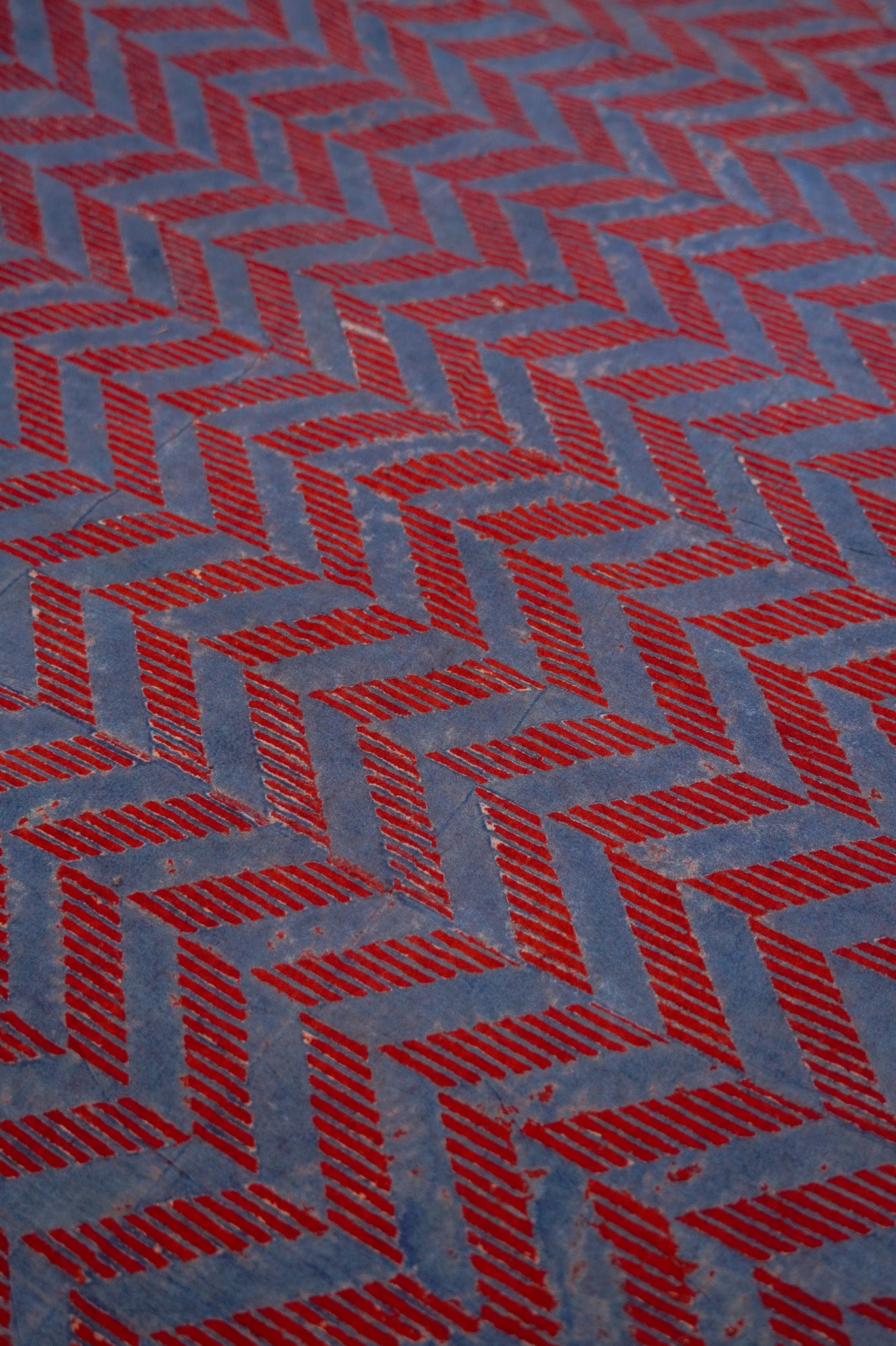 Cotton Fabric - Safa Indigo & Red