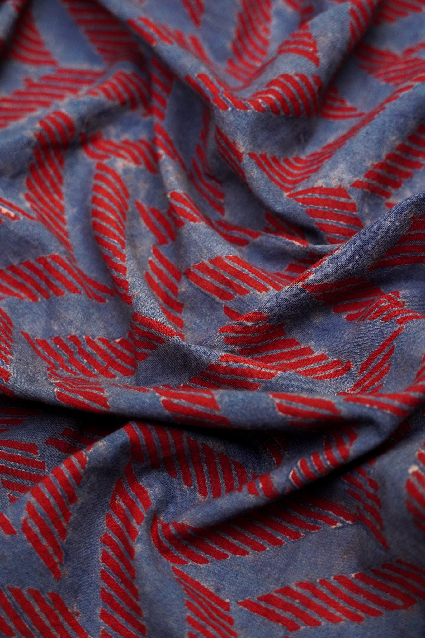 Cotton Fabric - Safa Indigo & Red
