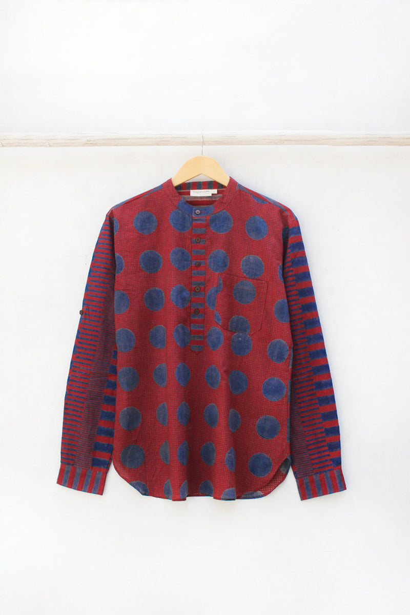 Unisex Cotton Shirt - Red Polka