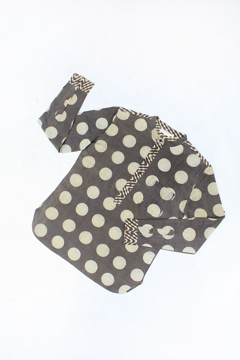 Unisex Cotton Shirt - Khakhi Polka