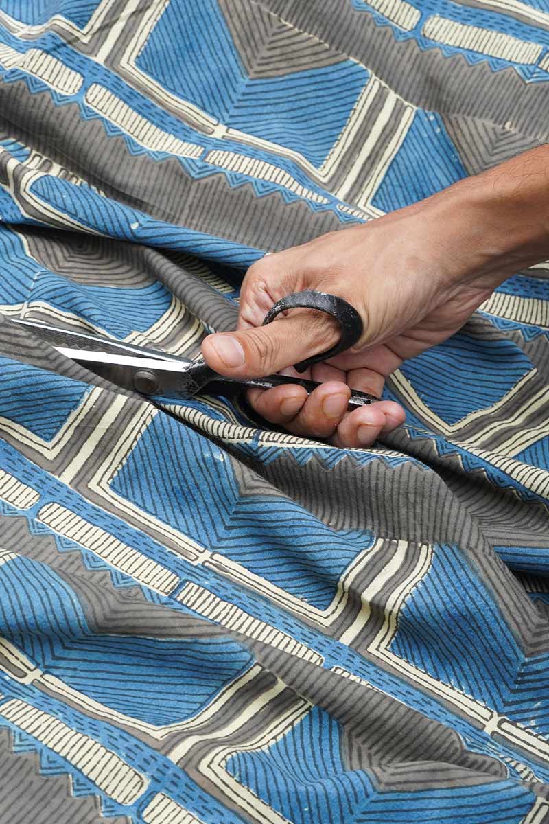 Cut Fabric - Ziv Indigo & Grey