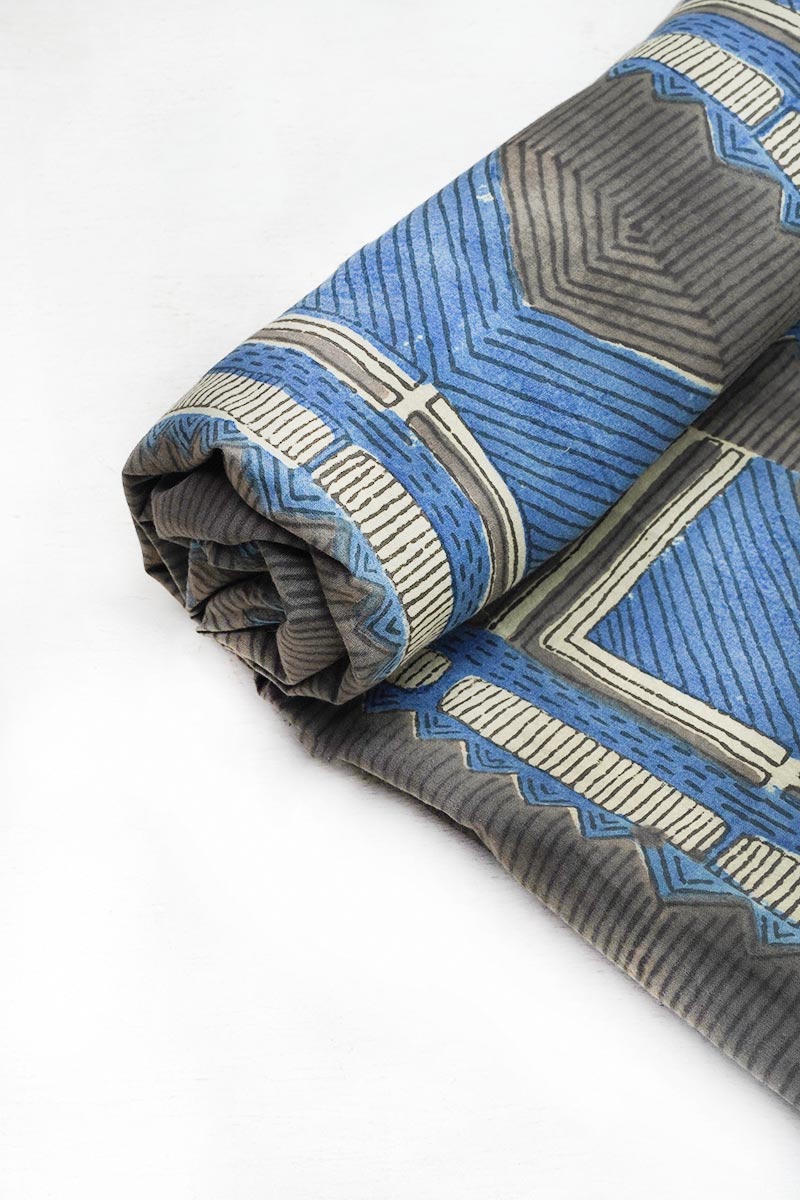 Cut Fabric - Ziv Indigo & Grey
