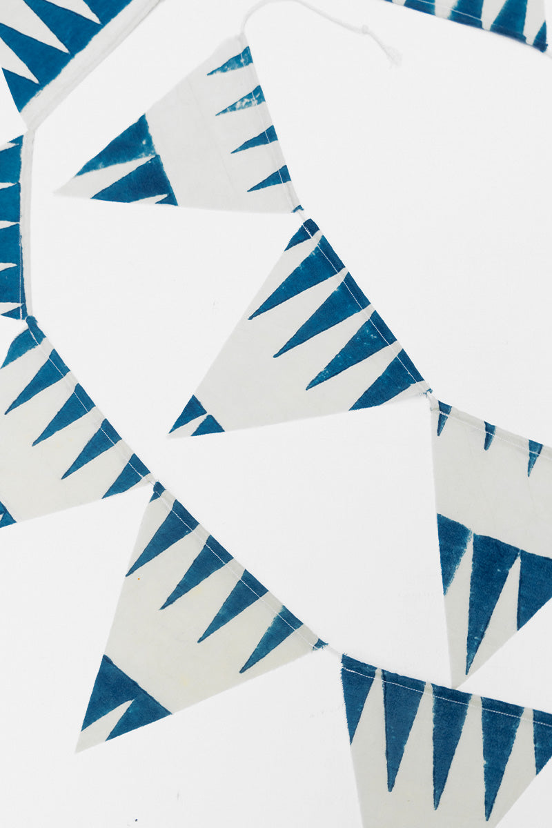 Block Printed Buntings- Indigo