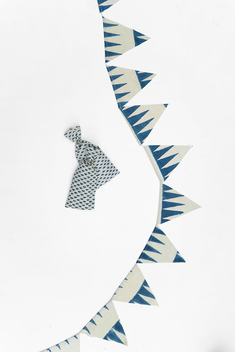 Block Printed Buntings- Indigo