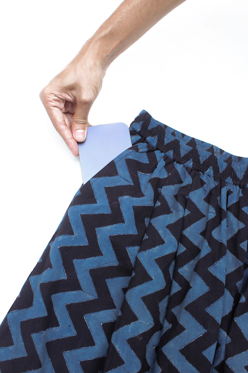Freesize Culottes-Indigo & Black Chevrons