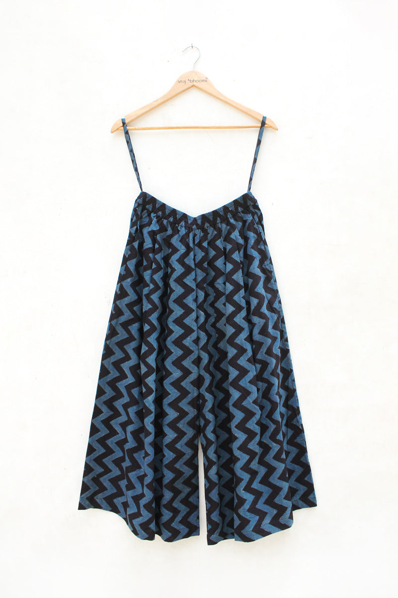 Freesize Culottes-Indigo & Black Chevrons