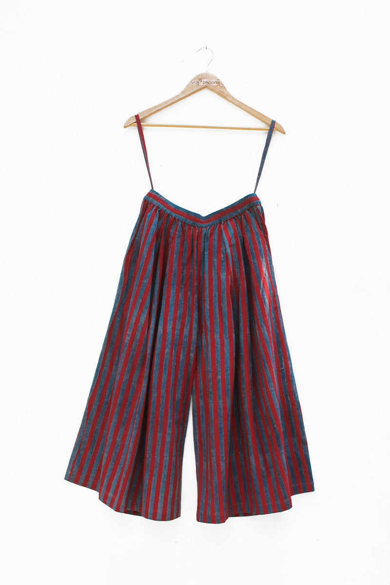 Freesize Culottes - Red & Indigo Stripes