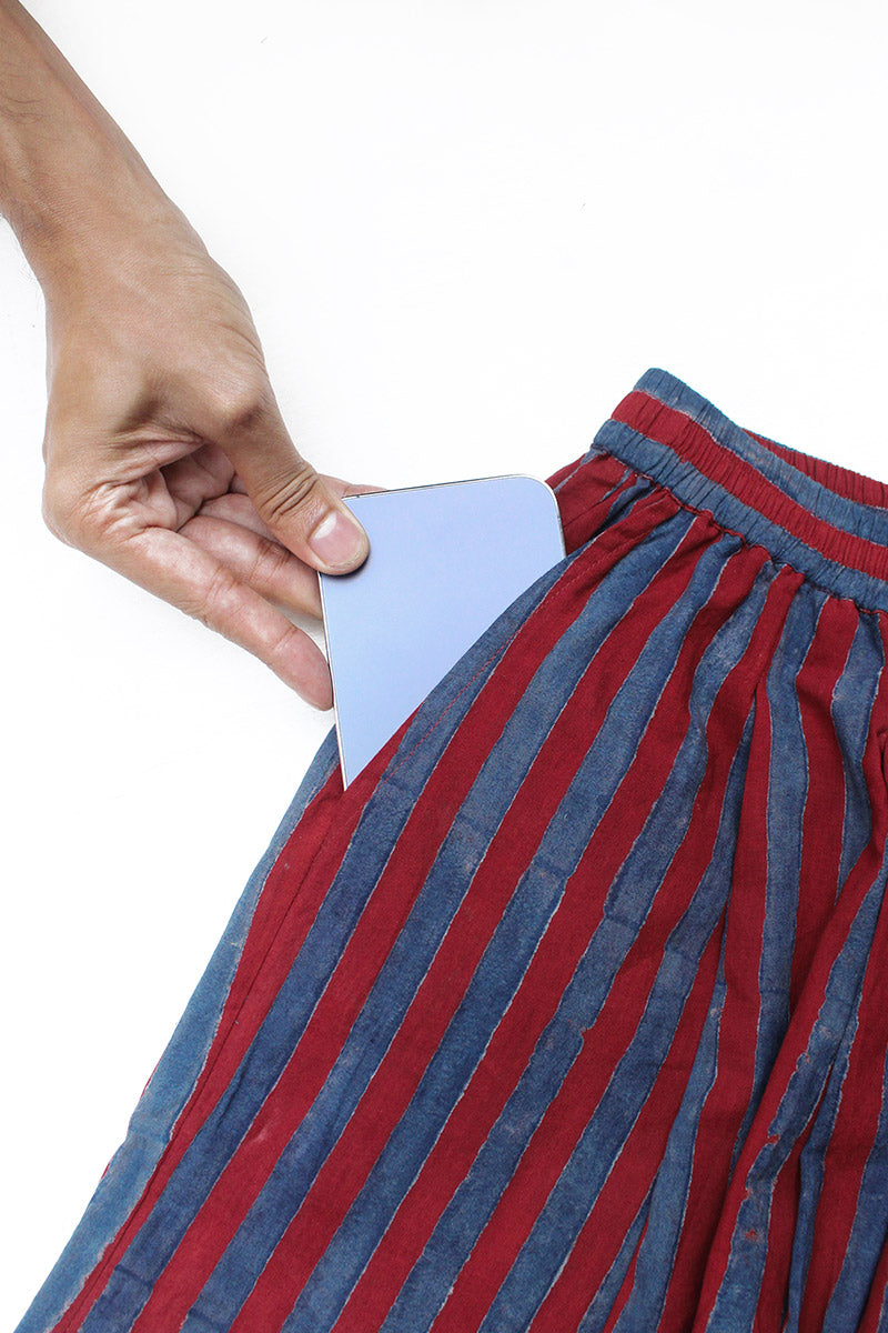 Freesize Culottes - Red & Indigo Stripes