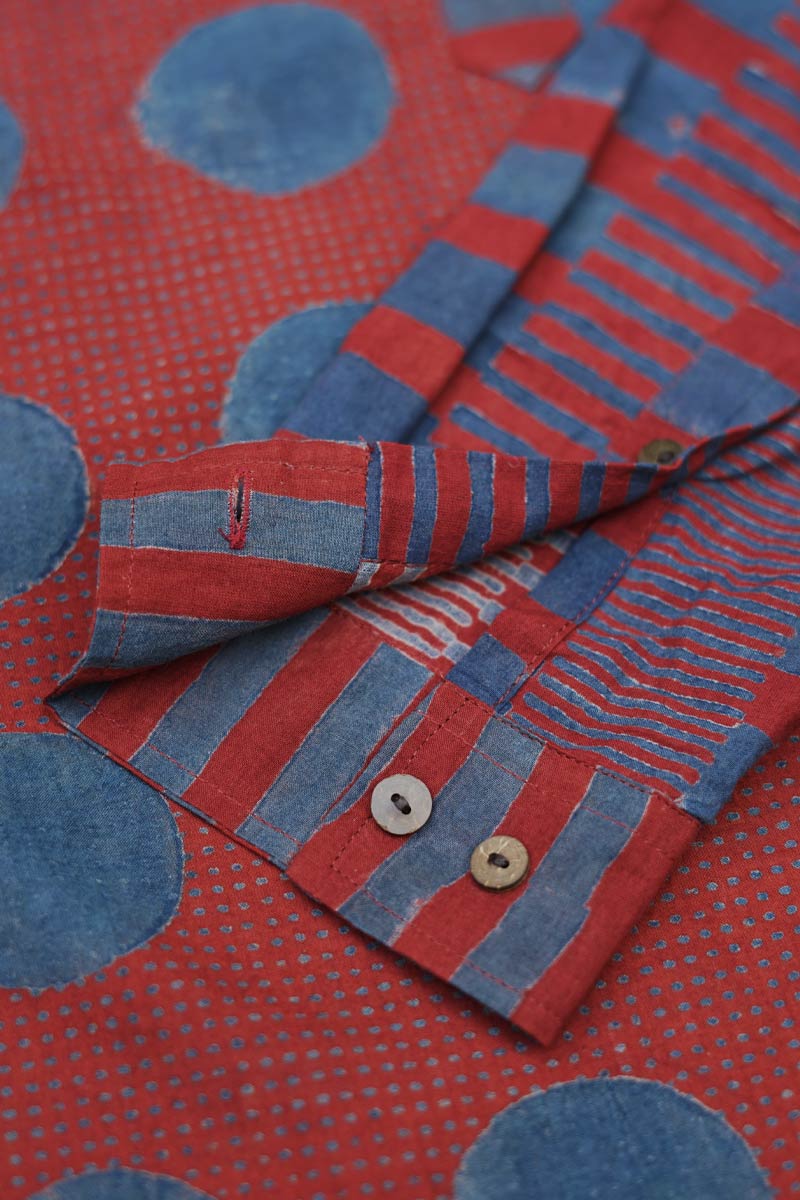 Unisex Cotton Shirt - Red Polka