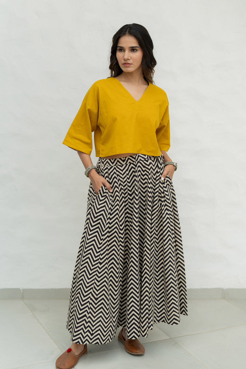 Flared Skirt - Black Chevrons