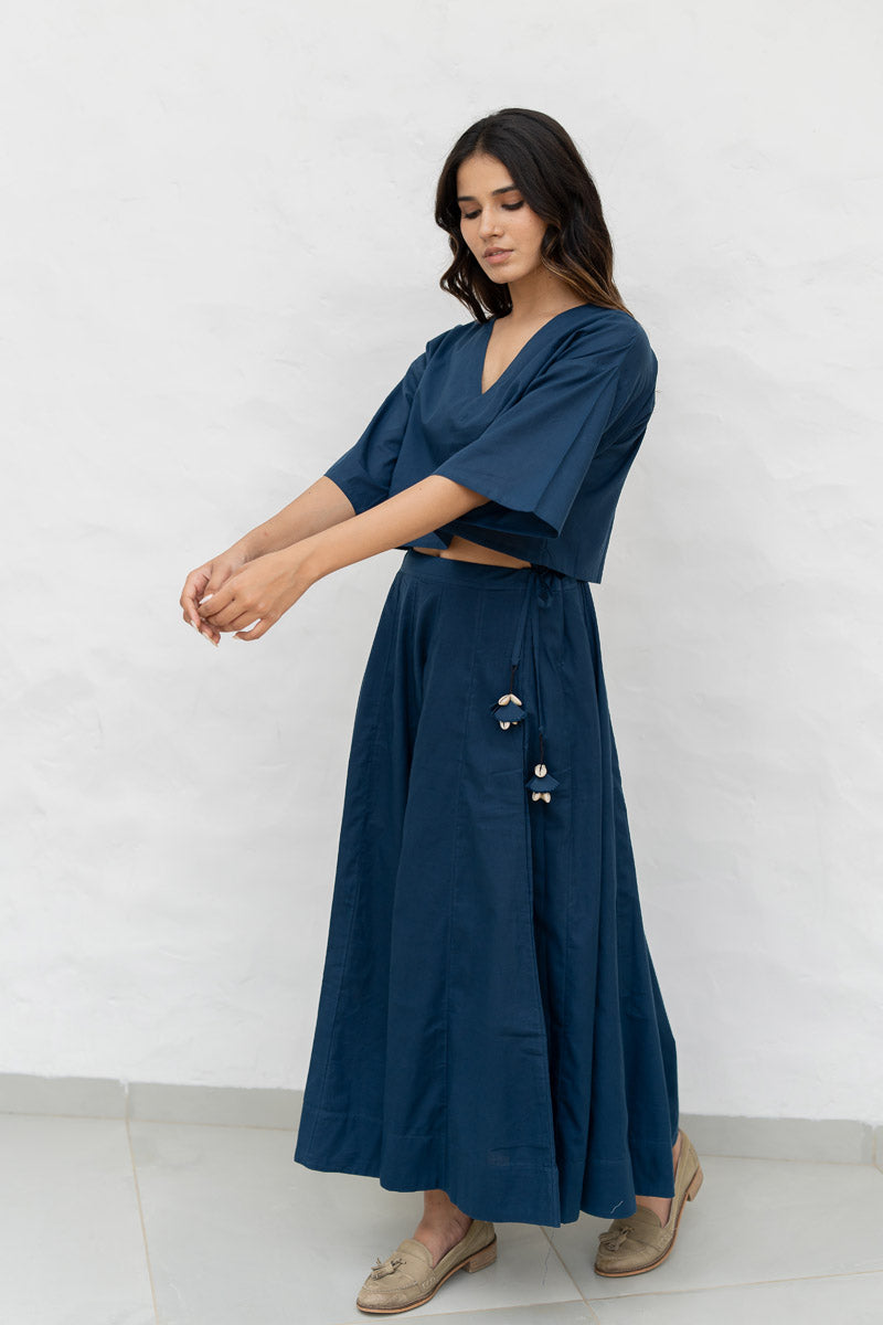 Flared Skirt - Plain Indigo