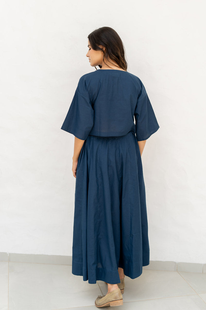 Flared Skirt - Plain Indigo