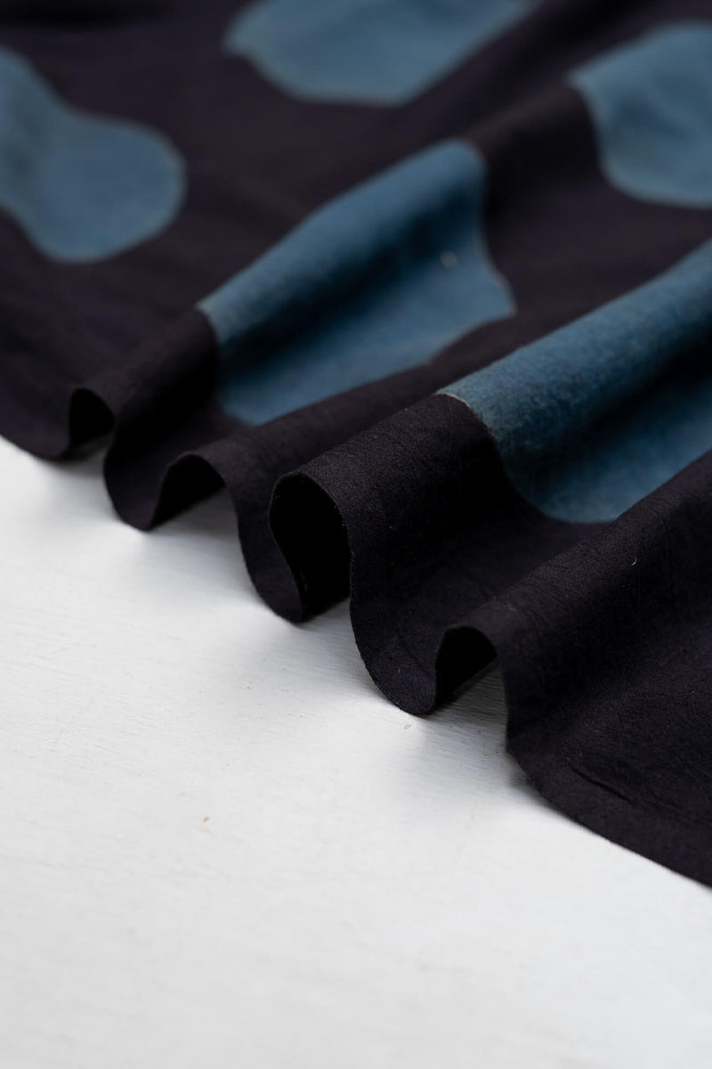 Cotton Fabric - Polka Indigo & Black