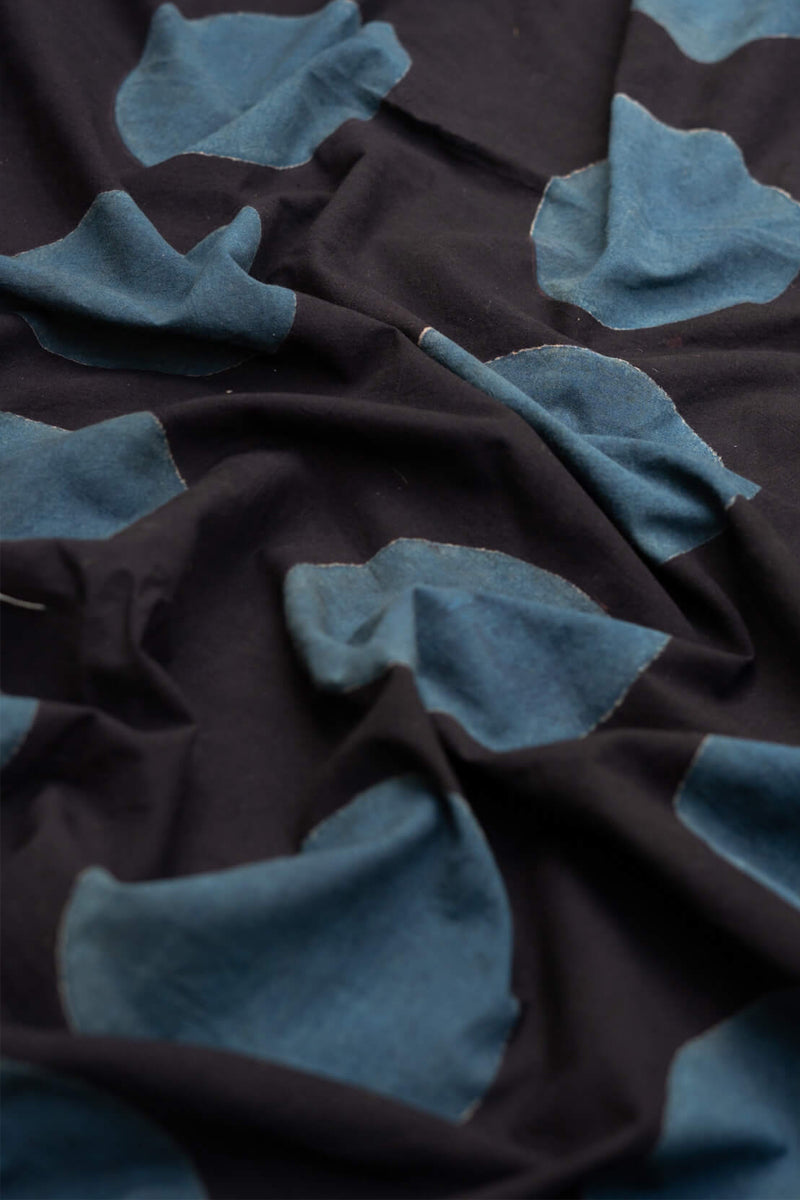 Cotton Fabric - Polka Indigo & Black