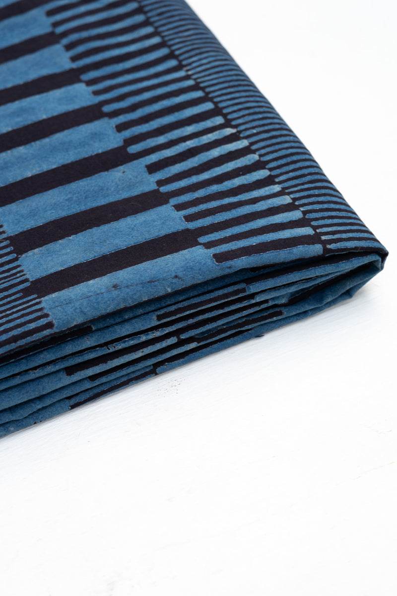 Cotton Fabric - Piano Stripes Black & Indigo