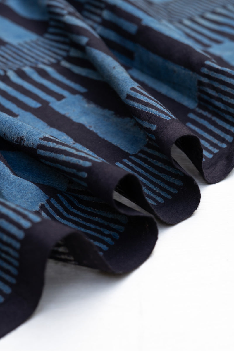 Cotton Fabric - Piano Stripes Black & Indigo