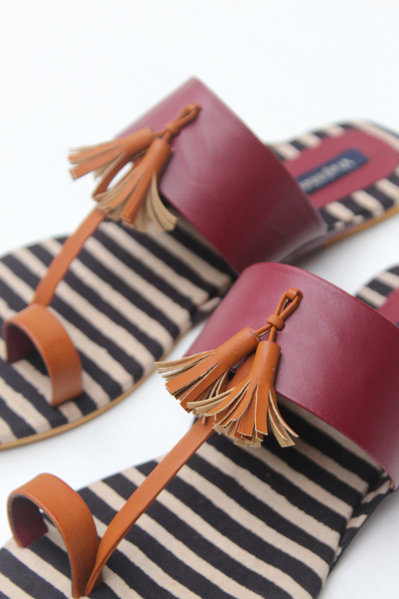 Slip ons - Maroon with tan tassels