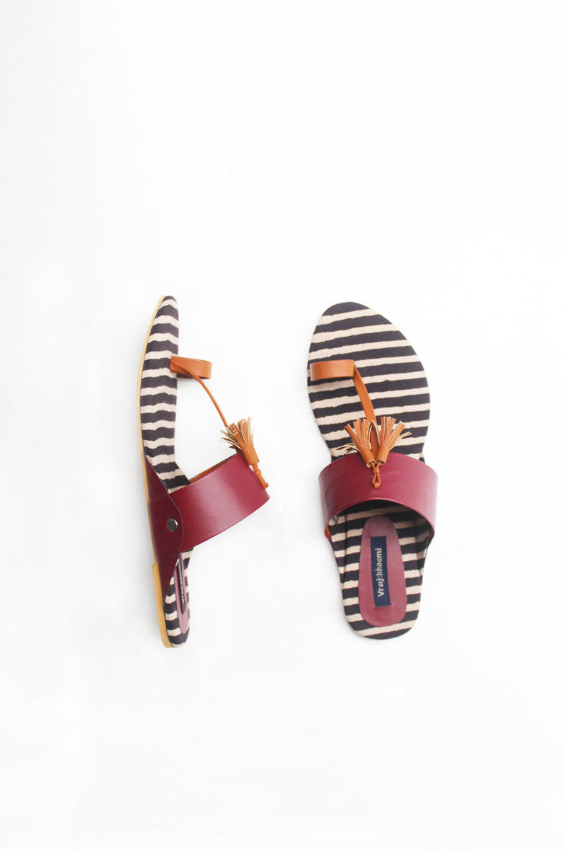 Slip ons - Maroon with tan tassels