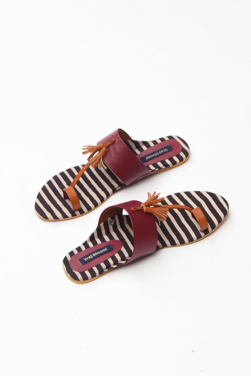 Slip ons - Maroon with tan tassels