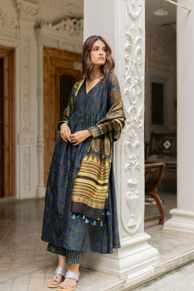 Chanderi Silk Kurta Set of 3 - Ruman Bagh 02