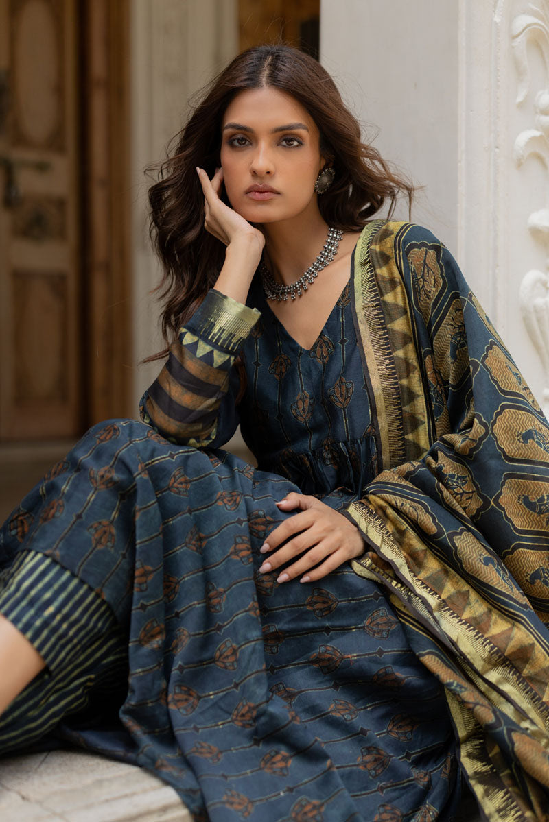Chanderi Silk Kurta Set of 3 - Ruman Bagh 02