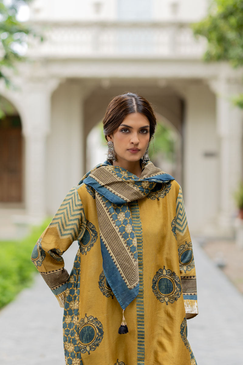 Chanderi Silk Kurta Set of 3 - Ruman Bagh 01