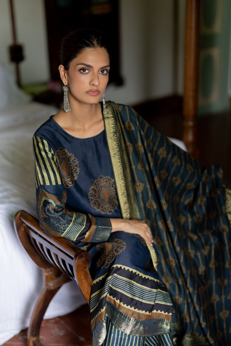 Chanderi Silk Kurta Set of 3 - Ruman Bagh 06