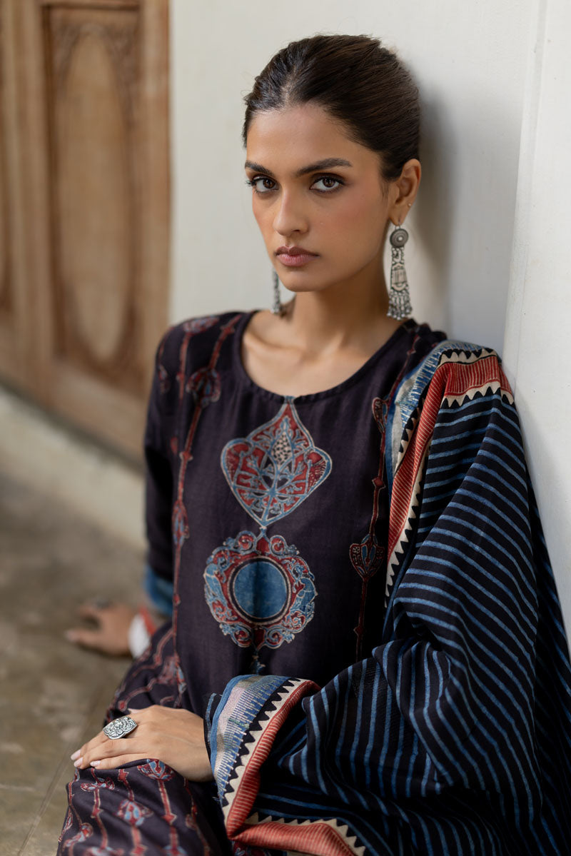 Chanderi Silk Kurta Set of 3 - Ruman Bagh 05