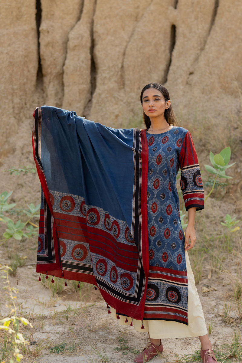Co-ord Set of 3 - Kurta,Dupatta, Culotte - Nirmal