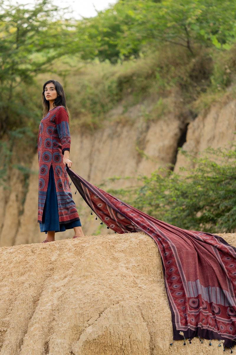Co-ord Set of 3 - Kurta,Dupatta, Culotte - Raga