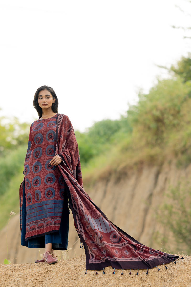 Co-ord Set of 3 - Kurta,Dupatta, Culotte - Raga