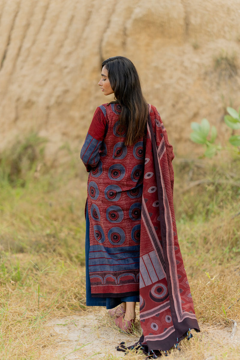 Co-ord Set of 3 - Kurta,Dupatta, Culotte - Raga