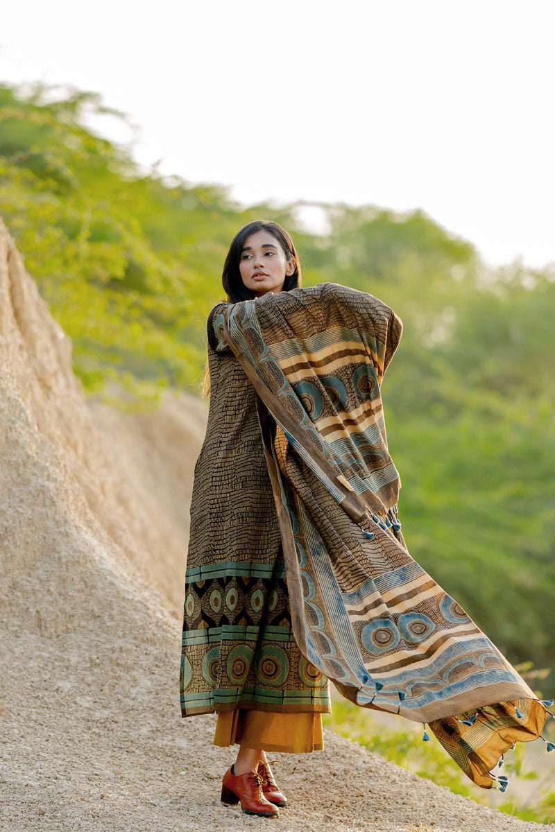 Co-ord Set of 3 - Kurta,Dupatta, Culotte - Mridul