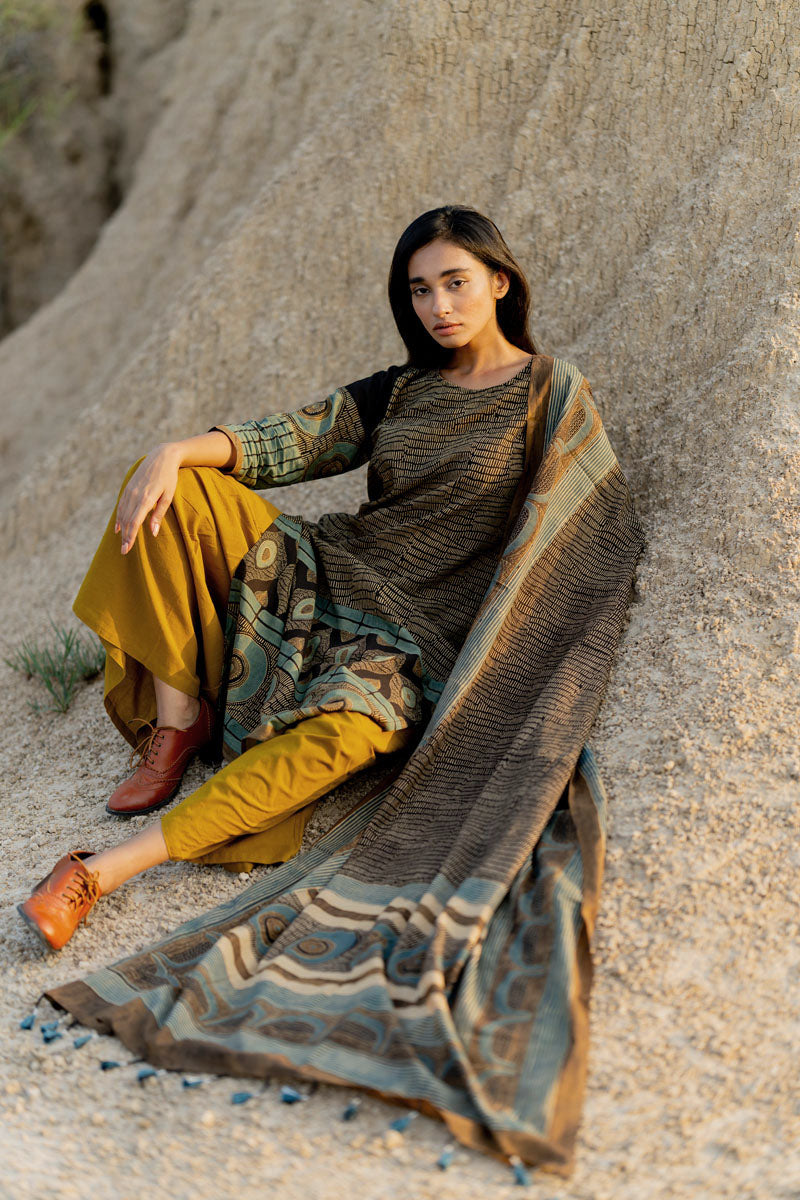 Co-ord Set of 3 - Kurta,Dupatta, Culotte - Mridul
