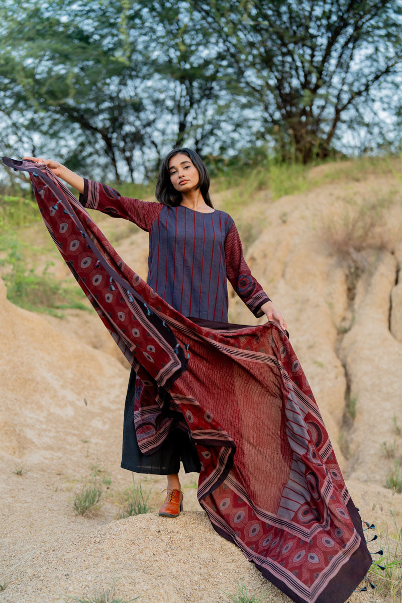 Co-ord Set of 3 - Kurta, Dupatta & Culotte - Akara 01