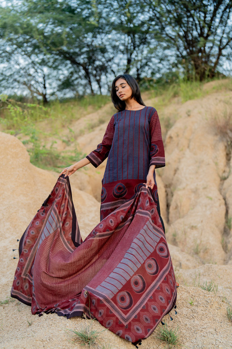 Co-ord Set of 3 - Kurta, Dupatta & Culotte - Akara 01