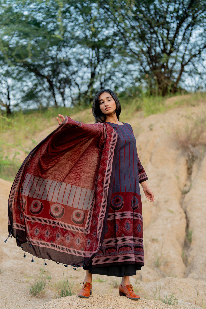 Co-ord Set of 3 - Kurta, Dupatta & Culotte - Akara 01