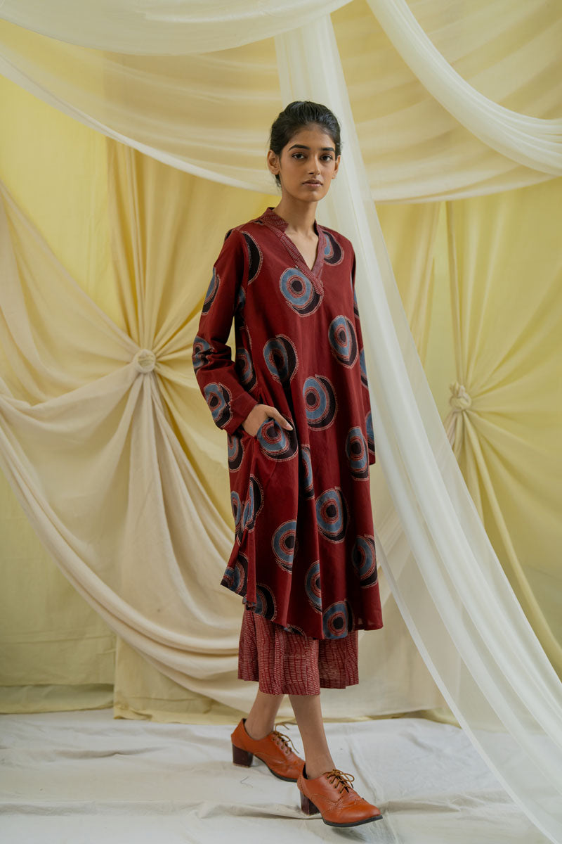 Kawa Tunic & Culotte Set - Burgundy Arjav