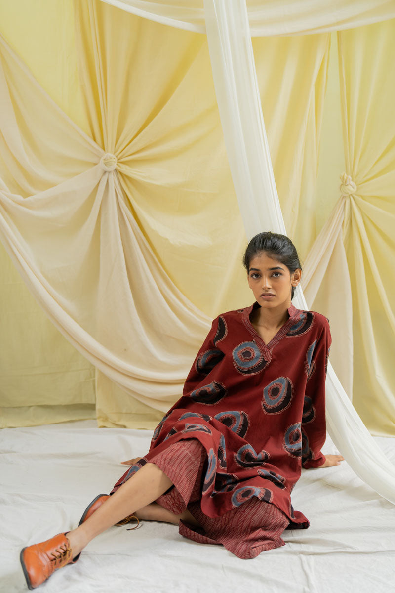 Kawa Tunic & Culotte Set - Burgundy Arjav
