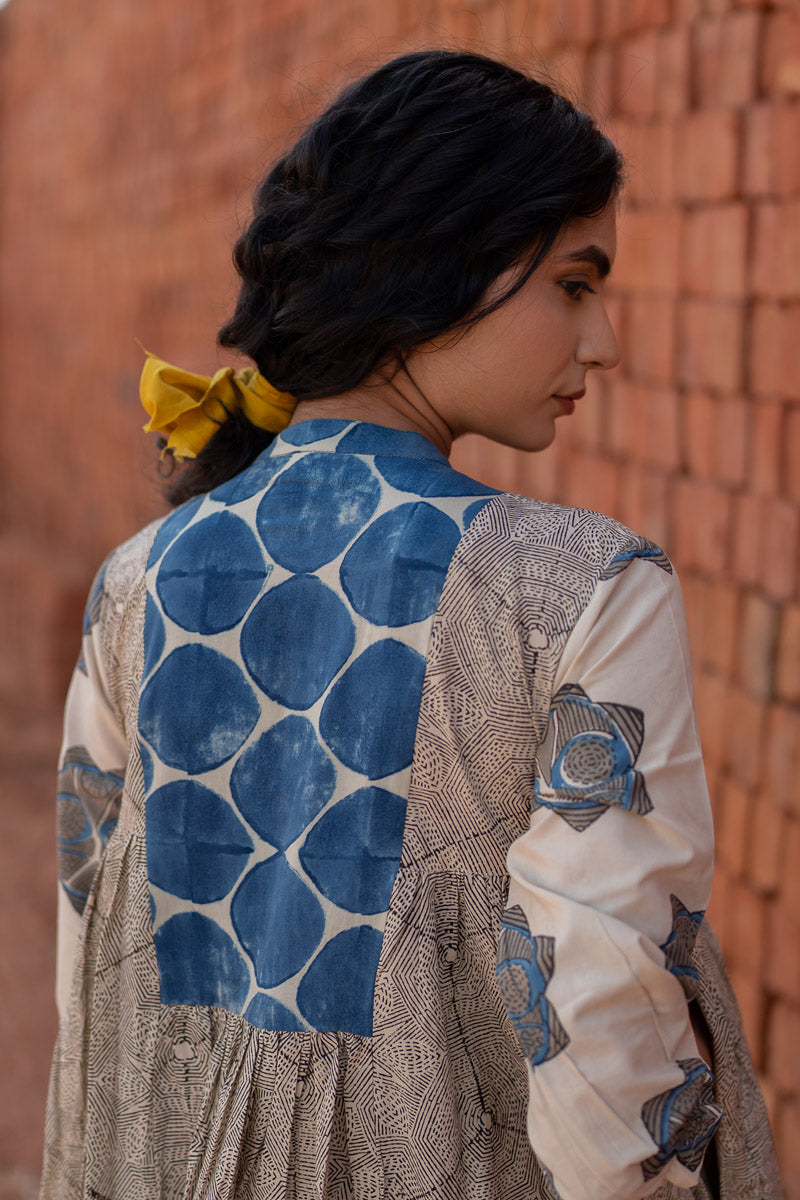 Amra Side Pleat Kurta - Indigo