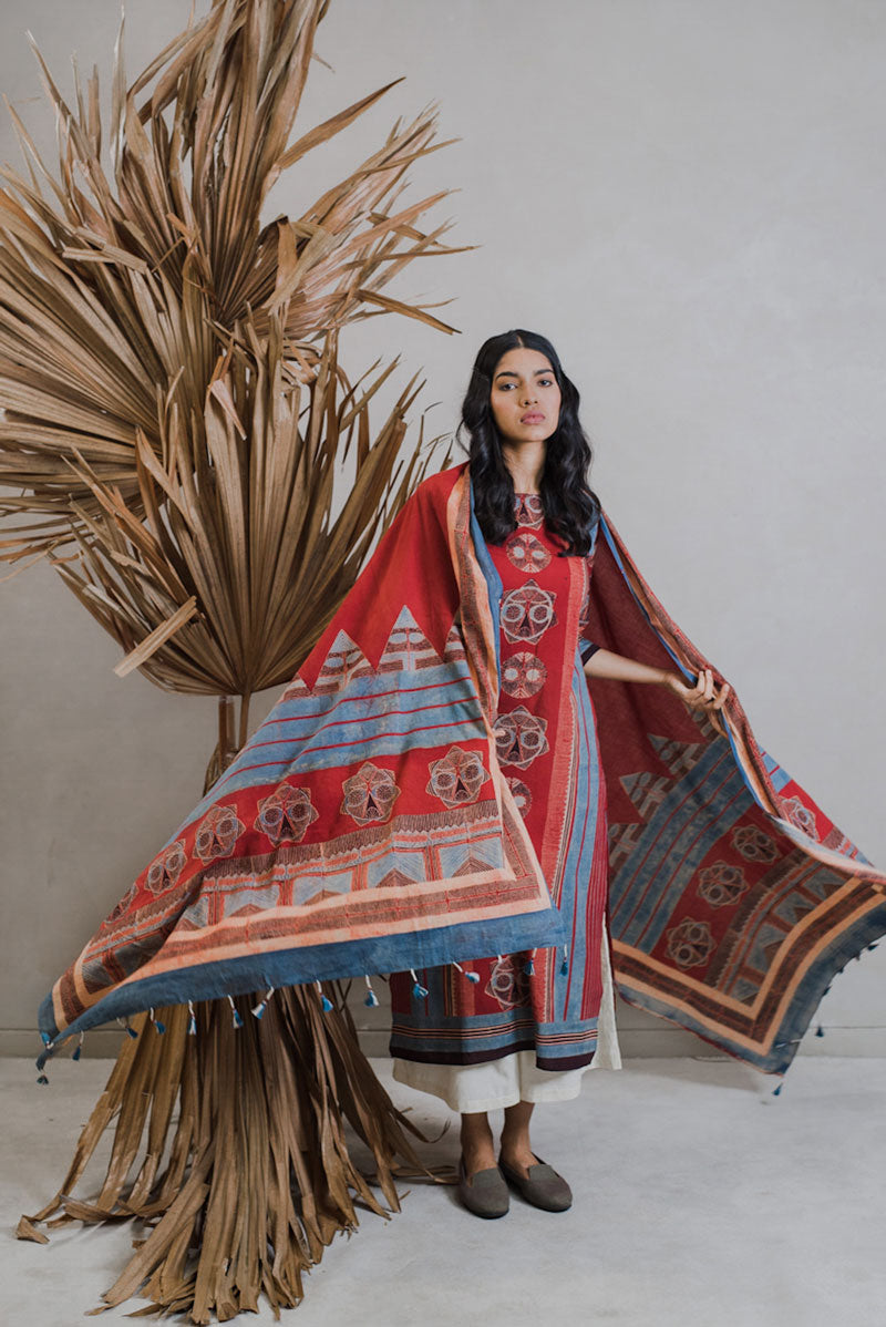 Co-ord Set of Kurta-Culotte-Dupatta - Sura 05