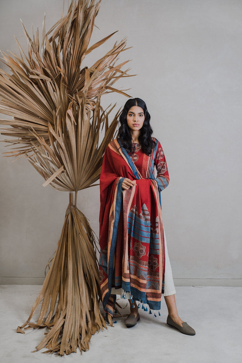 Co-ord Set of Kurta-Culotte-Dupatta - Sura 05
