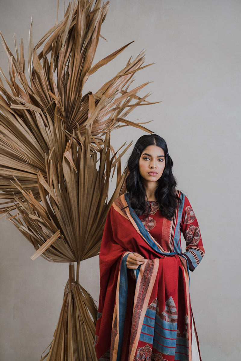 Co-ord Set of Kurta-Culotte-Dupatta - Sura 05